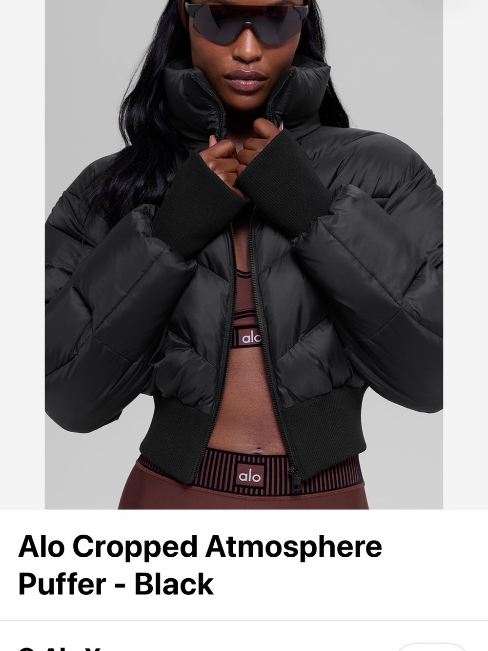 Alo Yoga Cropped Atmosphere Puffer Jacket Black XS $228